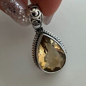 Teardrop Citrine & Sterling Silver Pendant